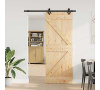 vidaXL Porta scorrevole NARVIK Naturale e Nero 80 x 210 cm (152,5 cm)