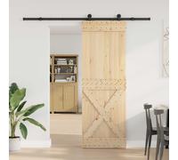 vidaXL Porta scorrevole NARVIK Naturale e Nero 80 x 210 cm (213,5 cm)