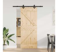 vidaXL Porta Scorrevole NARVIK Naturale e Nero 85 x 210 cm (152,5 cm), moderne guide scorrevoli, salvaspazio, binario in legno per soggiorno, pratico divisorio