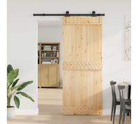 vidaXL Porta scorrevole NARVIK Naturale e Nero 85 x 210 cm (152,5 cm)