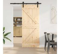 vidaXL Porta scorrevole NARVIK Naturale e Nero 85 x 210 cm (152,5 cm)