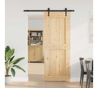 vidaXL Porta scorrevole NARVIK naturale e nero 85 x 210 cm (152,5 cm), elegante guida per porta scorrevole, moderna soluzione di risparmio spazio per interni, efficiente divisorio che scivola