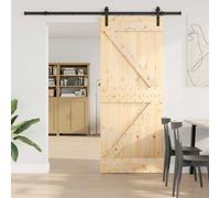 vidaXL Porta scorrevole NARVIK Naturale e Nero 85 x 210 cm (213,5 cm)
