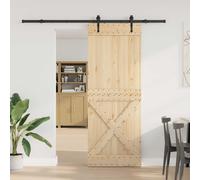 vidaXL Porta scorrevole NARVIK naturale e nero 85 x 210 cm (213,5 cm), elegante guida per porta scorrevole, moderna soluzione di risparmio spazio per interni, efficiente divisorio che scivola