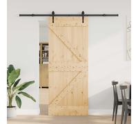 vidaXL Porta scorrevole NARVIK naturale e nero 85 x 210 cm (213,5 cm), elegante guida per porta scorrevole, moderna soluzione di risparmio spazio per interni, efficiente divisorio che scivola