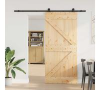 vidaXL Porta scorrevole NARVIK Naturale e Nero 90 x 210 cm (213,5 cm)