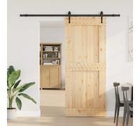 vidaXL Porta scorrevole NARVIK Naturale e Nero 95 x 210 cm (213,5 cm)