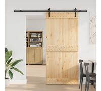 vidaXL Porta scorrevole NARVIK Naturale e Nero 95 x 210 cm (213,5 cm)