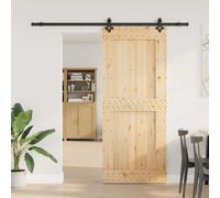 vidaXL Porta scorrevole NARVIK Naturale e Nero 95 x 210 cm (213,5 cm)