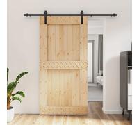vidaXL Porta scorrevole Naturale e Nero 100 x 210 cm