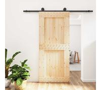 vidaXL Porta scorrevole Naturale e Nero 90 x 210 cm