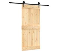 vidaXL Porta scorrevole Naturale e Nero 95 x 210 cm