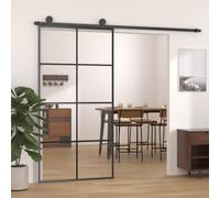 VIDAXL - Porta Scorrevole Nera 102,5x205 cm in Vetro ESG e Alluminio
