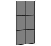 vidaXL Porta Scorrevole Nera 102,5x205 cm Vetro Temperato e Alluminio
