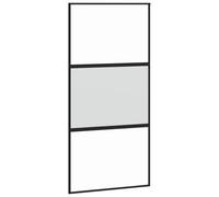 vidaXL Porta Scorrevole Nera 102,5x205 cm Vetro Temperato e Alluminio