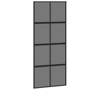 vidaXL Porta Scorrevole Nera 90x205 cm in Vetro Temperato e Alluminio