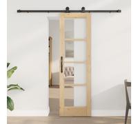 vidaXL Porta scorrevole ORKDAL Naturale e Nero 61 x 198,5 cm