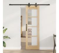 vidaXL Set di porte scorrevoli 'Orkdal'Legno Massello Naturale e Vetro Completo di Hardware per Uso Interno 61X198,5 cm Design Moderno Aree Living Camere da Letto Uffici Interno Divisore di Stanze E