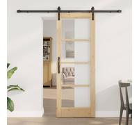 vidaXL Porta scorrevole ORKDAL Naturale e Nero 73,5 x 198,5 cm