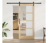 vidaXL Porta scorrevole ORKDAL Naturale e Nero 93 x 211 cm