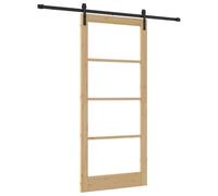 vidaXL Porta scorrevole ORKDAL Naturale e Nero 93 x 211 cm | Lo stile semplice si adatta a ogni arredamento, Ti garantisce privacy ma lascia entrare la luce,