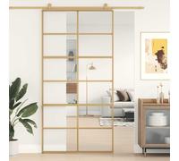 vidaXL Porta Scorrevole Oro 102,5x205 Vetro Trasparente ESG Alluminio