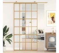 vidaXL Porta Scorrevole Oro 102,5x205 Vetro Trasparente ESG Alluminio