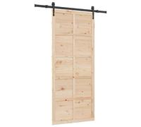 vidaXL Porta Scorrevole Rettangolare 80 x 208 cm in Legno di Pino Massello Marrone Rustico, Regolabile, Stile Fattoria, Texture Liscia, con Componenti in Acciaio. Perfetta per Ingresso, Soggiorno o