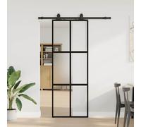vidaXL Porta Scorrevole Set Ferramenta Nera 76x205 cm Vetro Temperato