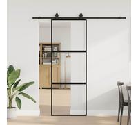 vidaXL Porta Scorrevole Set Ferramenta Nera 76x205 cm Vetro Temperato