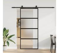 vidaXL Porta Scorrevole Set Ferramenta Nera 76x205 cm Vetro Temperato