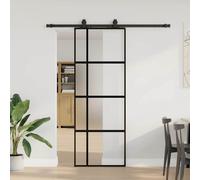 vidaXL Porta Scorrevole Set Ferramenta Nera 76x205 cm Vetro Temperato
