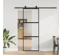 Porta Scorrevole Set Ferramenta Nera 76x205 cm Vetro Temperato