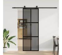 vidaXL Porta Scorrevole Set Ferramenta Nera 76x205 cm Vetro Temperato