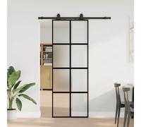 vidaXL Porta Scorrevole Set Ferramenta Nera 76x205 cm Vetro Temperato