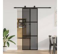 vidaXL Porta Scorrevole Set Ferramenta Nera 76x205 cm Vetro Temperato
