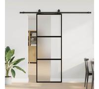 vidaXL Porta Scorrevole Set Ferramenta Nera 76x205 cm Vetro Temperato
