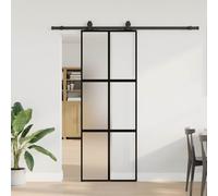 vidaXL Porta Scorrevole Set Ferramenta Nera 76x205 cm Vetro Temperato