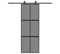 vidaXL Porta Scorrevole Set Ferramenta Nera 76x205 cm Vetro Temperato, porta scorrevole su binario, porta scorrevole interna, porta scorrevole interna