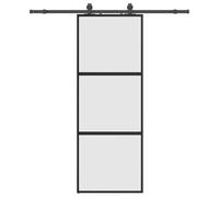 vidaXL Porta Scorrevole Set Ferramenta Nera 76x205 cm Vetro Temperato, porta scorrevole su binario, porta scorrevole interna, porta scorrevole interna