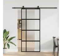 vidaXL Porta Scorrevole Set Ferramenta Nera 90x205 cm Vetro Temperato