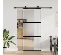 vidaXL Porta Scorrevole Set Ferramenta Nera 90x205 cm Vetro Temperato