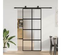 vidaXL Porta Scorrevole Set Ferramenta Nera 90x205 cm Vetro Temperato