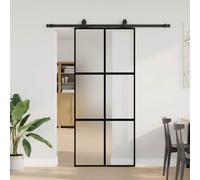 vidaXL Porta Scorrevole Set Ferramenta Nera 90x205 cm Vetro Temperato