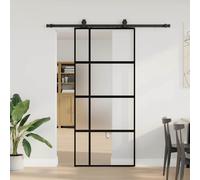 vidaXL Porta Scorrevole Set Ferramenta Nera 90x205 cm Vetro Temperato