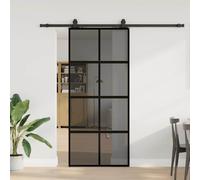 vidaXL Porta Scorrevole Set Ferramenta Nera 90x205 cm Vetro Temperato