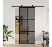 vidaXL Porta Scorrevole Set Ferramenta Nera 90x205 cm Vetro Temperato
