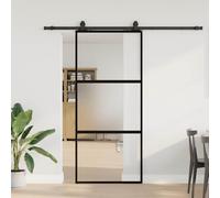 vidaXL Porta Scorrevole Set Ferramenta Nera 90x205 cm Vetro Temperato