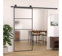 vidaXL Porta Scorrevole Vetro Smerigliato ESG Alluminio 90x205 cm Nera