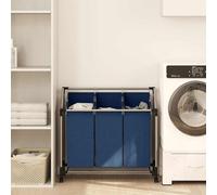 vidaXL Portabiancheria con 3 Scomparti in Acciaio Blu